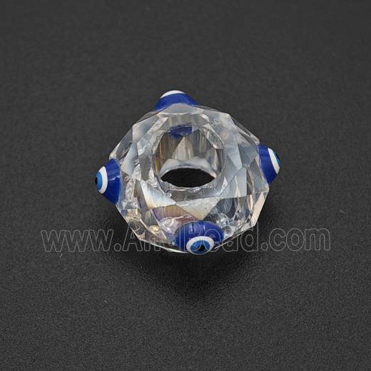 Crystal Glass Rondelle Beads With Evil Eye Large Hole Faceted