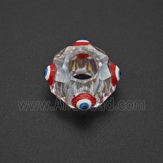 Crystal Glass Rondelle Beads With Evil Eye Large Hole Faceted