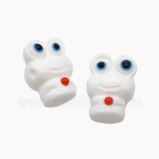 White Resin Frog Beads