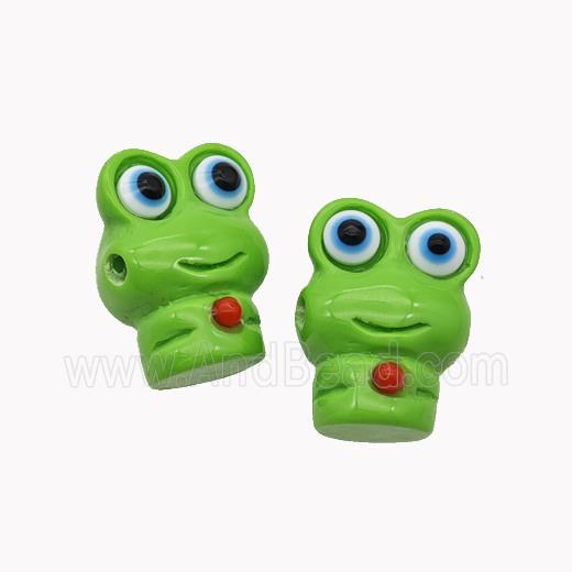 Green Resin Frog Beads