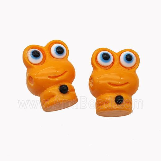 Orange Resin Frog Beads