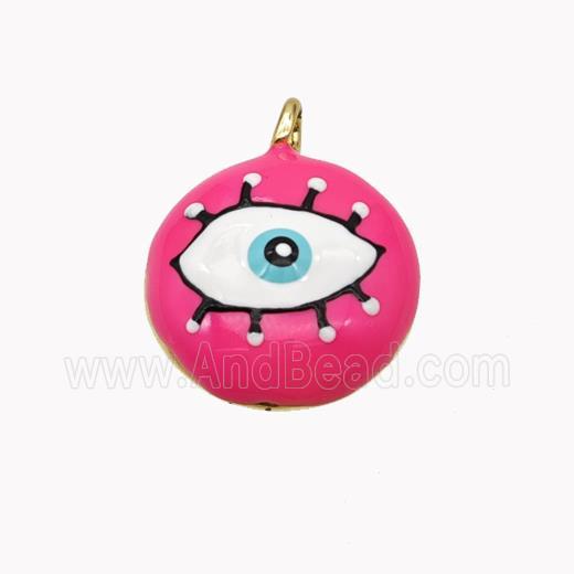 Copper Eye Pendant Red Enamel Gold Plated