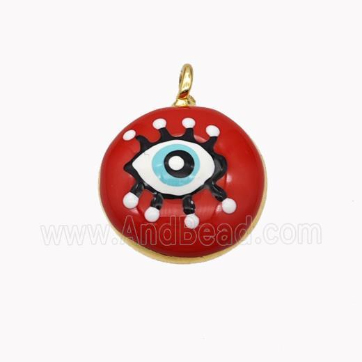 Copper Eye Pendant Red Enamel Gold Plated