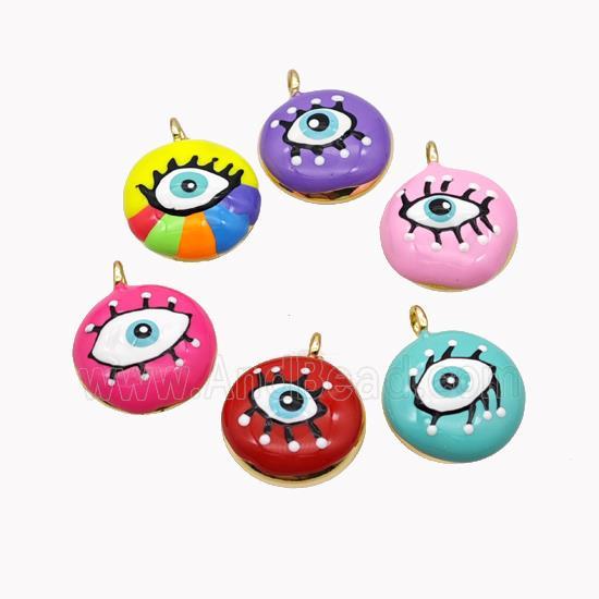 Copper Eye Pendant Enamel Gold Plated Mixed