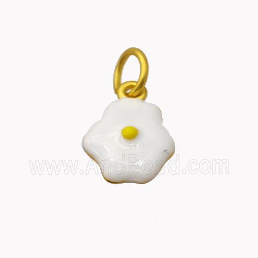 Fired Egg Charms Copper Pendant White Enamel Gold Plated
