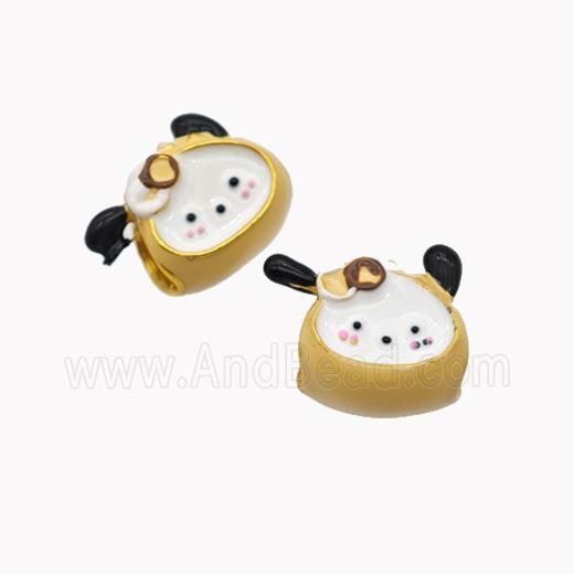Copper Animal Beads Yellow Enamel Large Hole Gold Plated