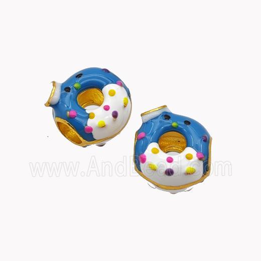 Copper Donut Beads Enamel Large Hole Gold Plated