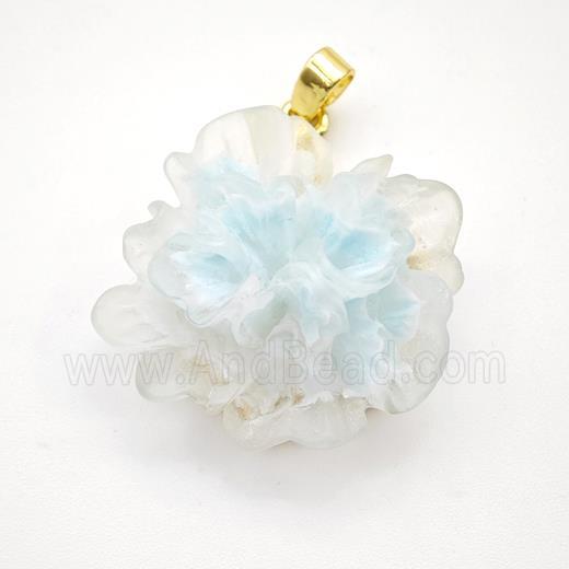 Lt.blue Resin Flower Pendant