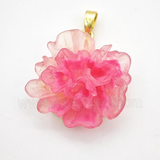 Fuchsia Resin Flower Pendant