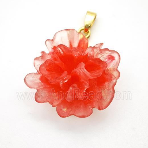 Red Resin Flower Pendant