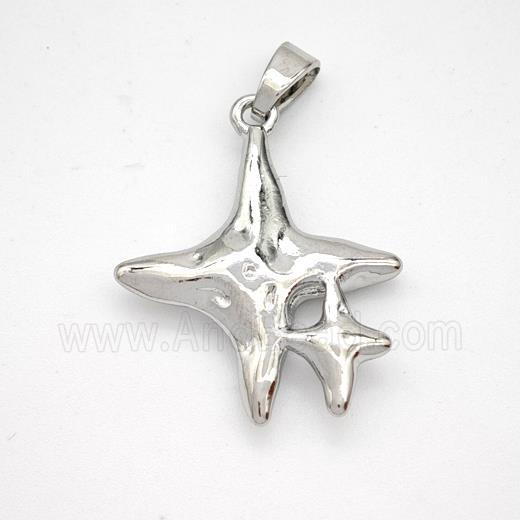 Copper Star Pendant Hammered Platinum Plated