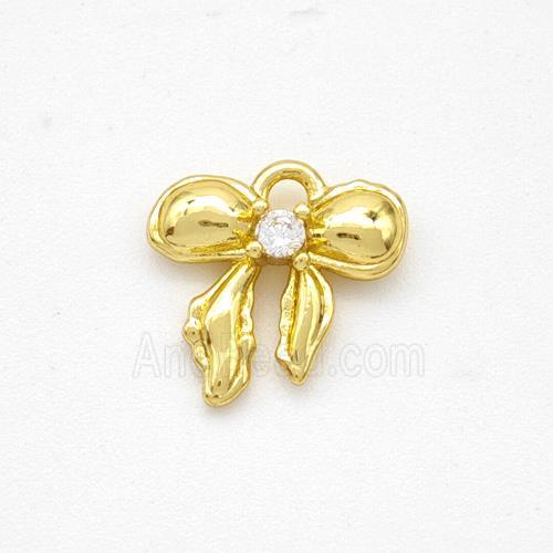 Copper Bowknot Pendant Pave Zirconia Gold Plated
