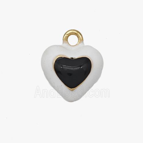 Copper Heart Pendant White Black Enamel Gold Plated