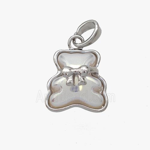 Copper Bear Pendant Pave Acrylic Platinum Plated