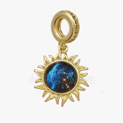 Copper Sun Pendant Pave Acrylic Gold Plated