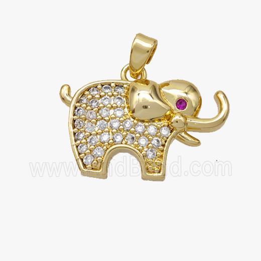 Copper Elephant Pendant Pave Zirconia Gold Plated