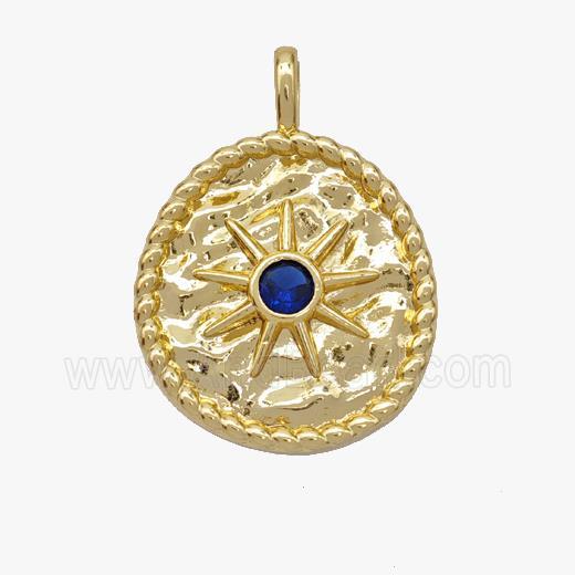 Copper Sun Pendant Pave Zirconia Gold Plated