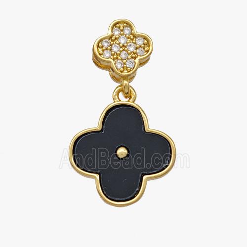 Copper Clover Pendant Pave Shell Zirconia Gold Plated