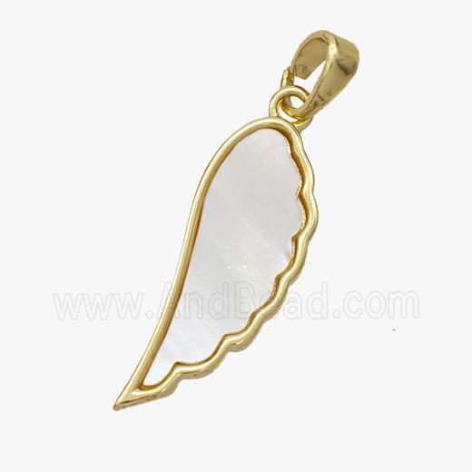 Copper Angel Wings Pendant Pave Shell Gold Plated