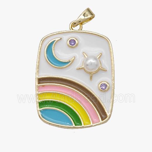 Copper Rainbow Pendant Sun Moon Enamel Gold Plated
