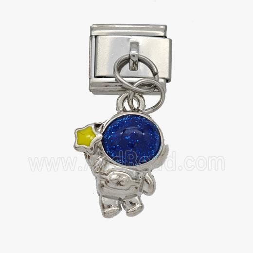 Raw Stainless Steel Element For Module Bracelet With Copper Astronaut Pendant