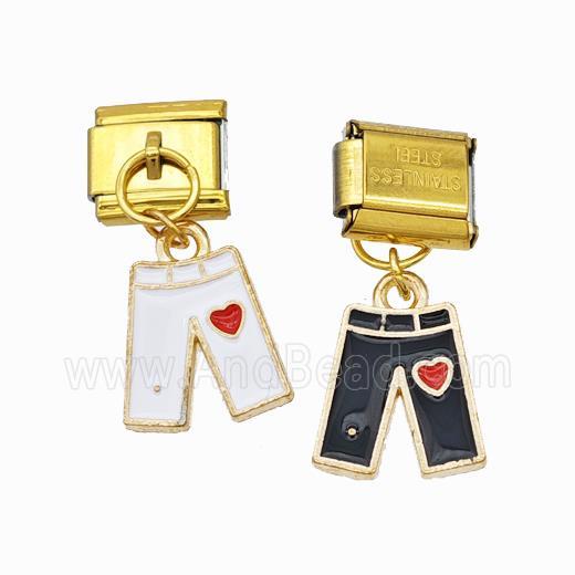 Stainless Steel Element For Module Bracelet With Copper Pants Pendant Enamel Gold Plated Mixed