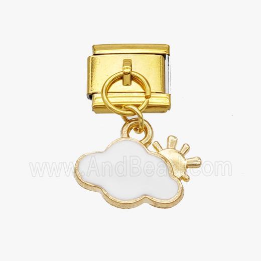 Stainless Steel Element For Module Bracelet With Copper Cloud Pendant Enamel Gold Plated