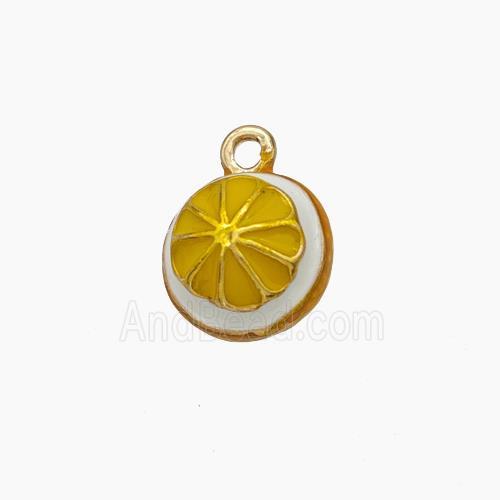 Copper Lemon Charms Pendant Yellow Enamel Gold Plated