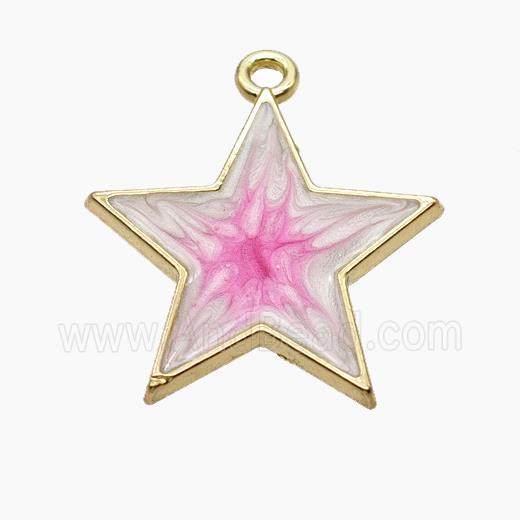 Copper Star Pendant Pink Painted Gold Plated