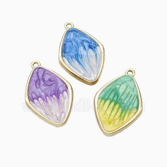 Copper Rhombus Pendant Painted Gold Plated Mixed Color