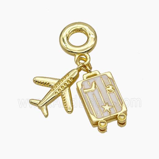 Copper Airplane Travel Box Pendant Painted Gold Plated
