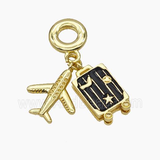 Copper Airplane Travel Box Pendant Painted Gold Plated
