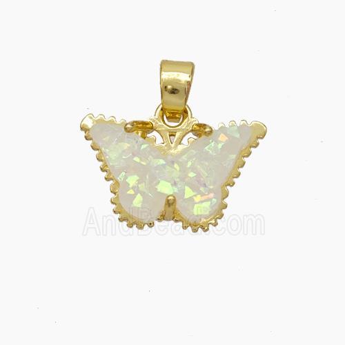 Copper Butterfly Pendant Pave Fire Opal Gold Plated