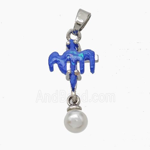 Copper Cross Pendant Pave Acrylic Platinum Plated