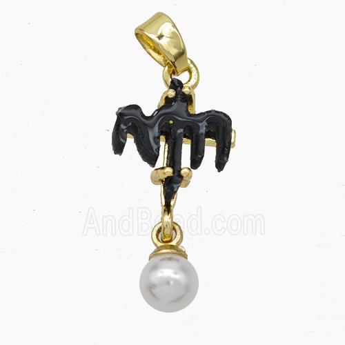 Copper Cross Pendant Pave Acrylic Gold Plated