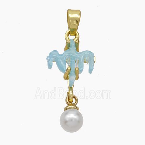 Copper Cross Pendant Pave Acrylic Gold Plated