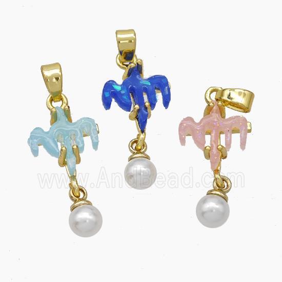 Copper Cross Pendant Pave Acrylic Gold Plated Mixed