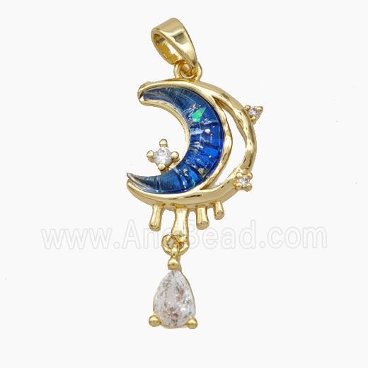 Copper Moon Pendant Pave Acrylic