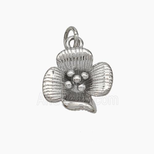 Copper Flower Pendant Platinum Plated