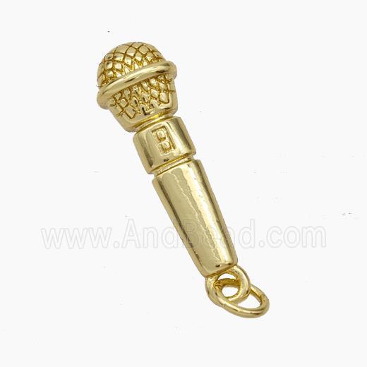 Copper Microphone Pendant Gold Plated