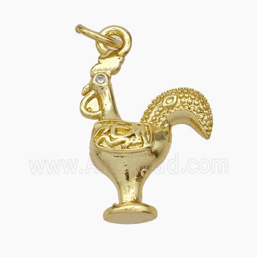 Copper Chicken Charms Pendant Rooster Gold Plated