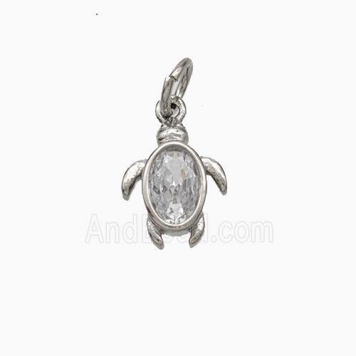 Copper Tortoise Pendant Pave Zirconia Platinum Plated