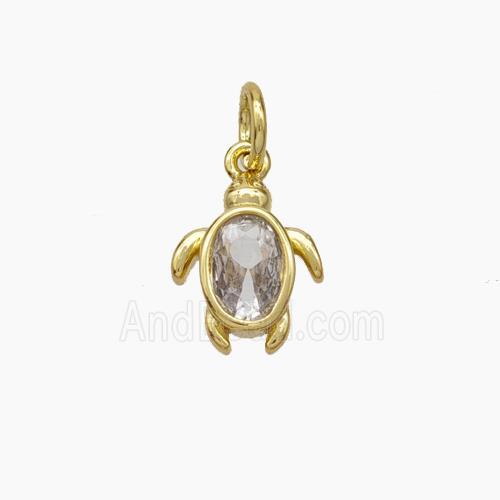 Copper Tortoise Pendant Pave Zirconia Gold Plated