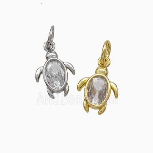 Copper Tortoise Pendant Pave Zirconia Gold Plated