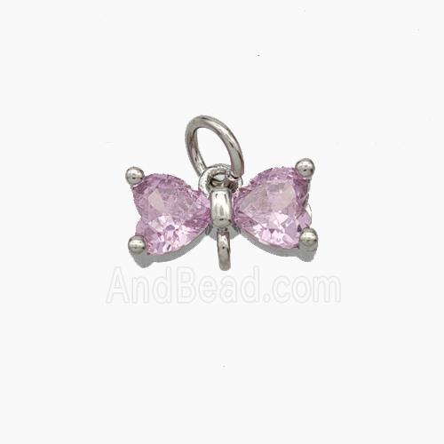 Copper Butterfly Pendant Pave Zirconia Platinum Plated