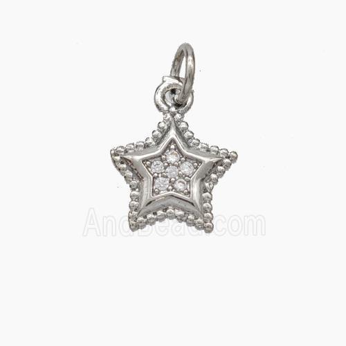Copper Star Pendant Pave Zirconia Platinum Plated