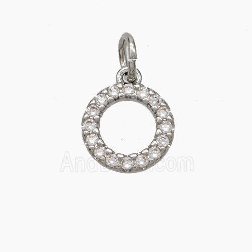 Copper Circle Pendant Pave Zirconia Platinum Plated