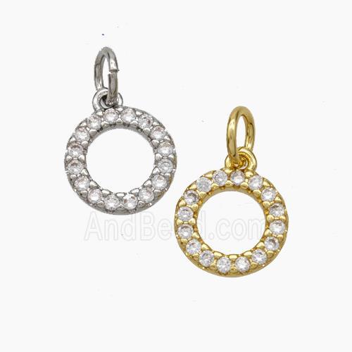 Copper Circle Pendant Pave Zirconia Mixed