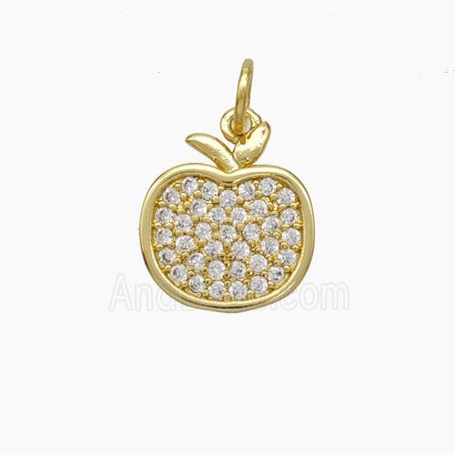 Copper Apple Pendant Pave Zirconia Gold Plated