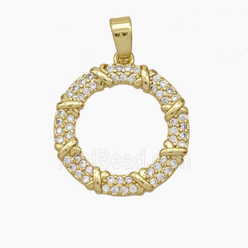 Copper Circle Pendant Pave Zirconia Gold Plated